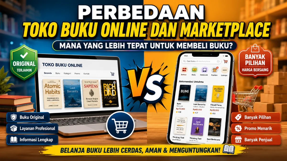Perbedaan Toko Buku Online dan Marketplace: Mana yang Lebih Tepat untuk Membeli Buku?