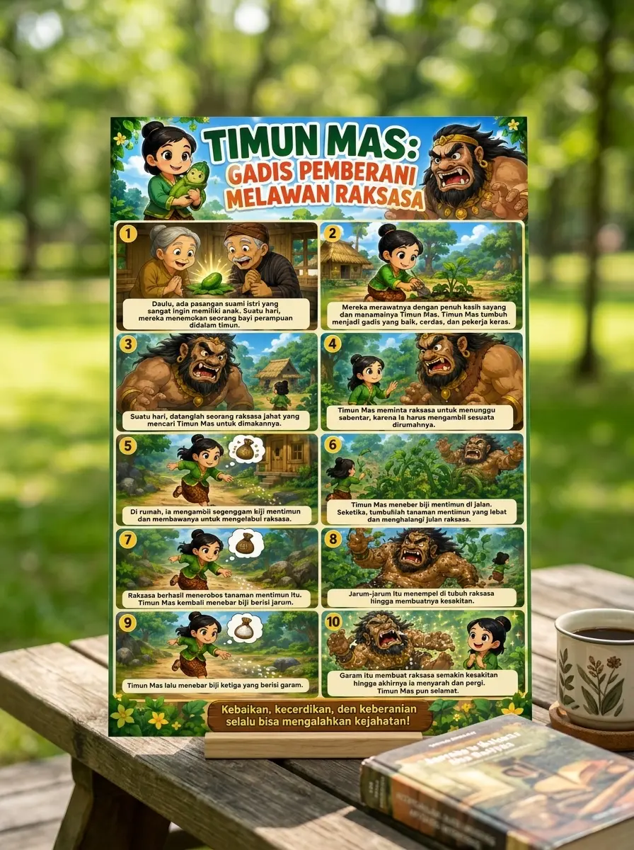 Original Poster Edukasi Anak Cerita Rakyat Timun Mas Gadis Pemberani Hiasan Dinding A3 - Termurah