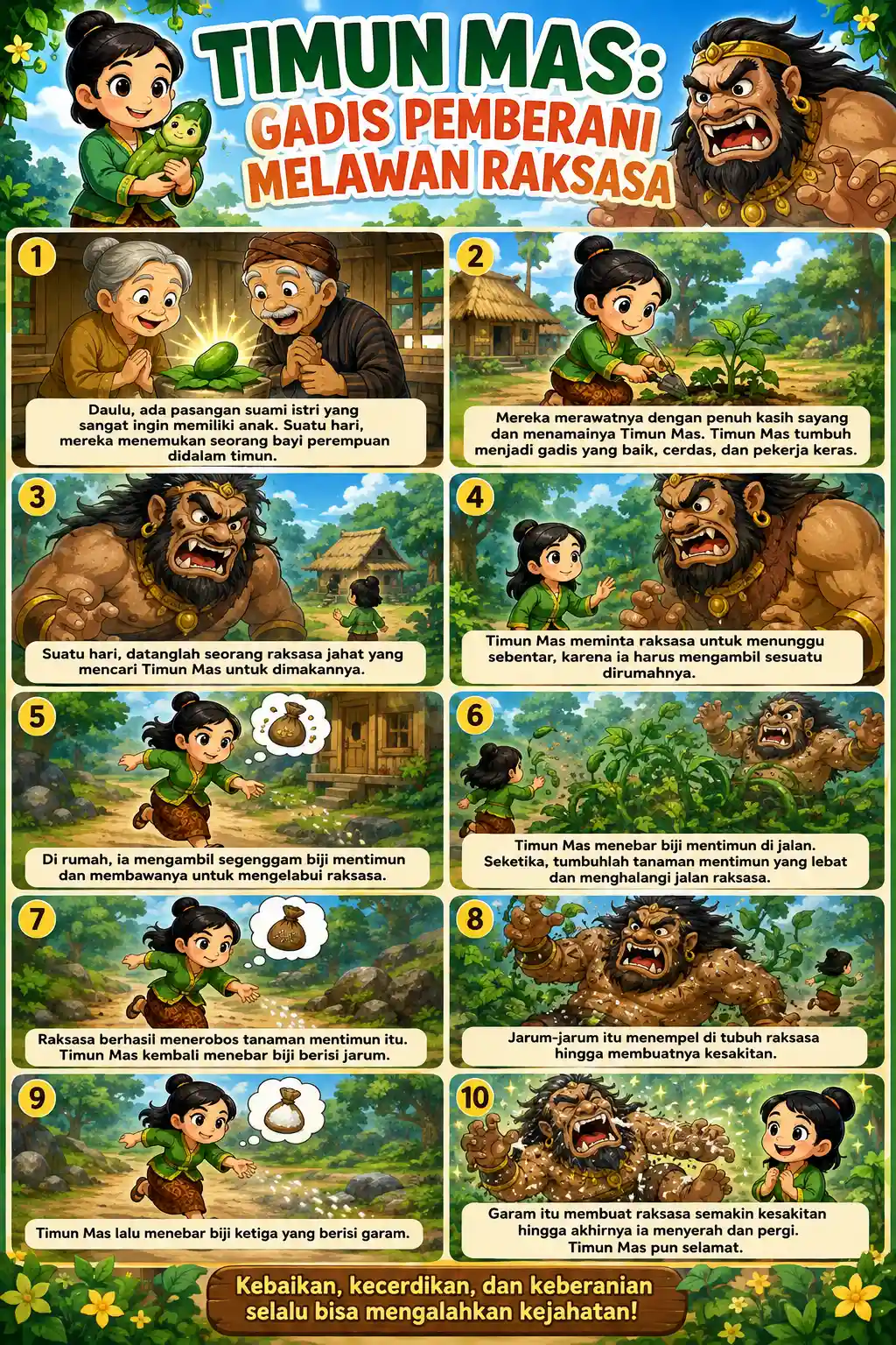 Original Poster Edukasi Anak Cerita Rakyat Timun Mas Gadis Pemberani Hiasan Dinding A3 - Termurah