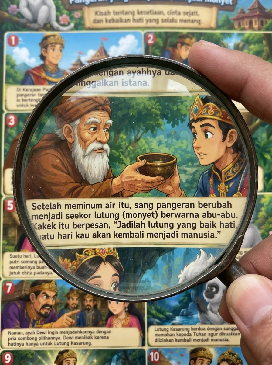 Poster Edukasi Anak Dongeng Cerita Rakyat Indonesia Lutung Kasarung - Media Belajar & Dekorasi