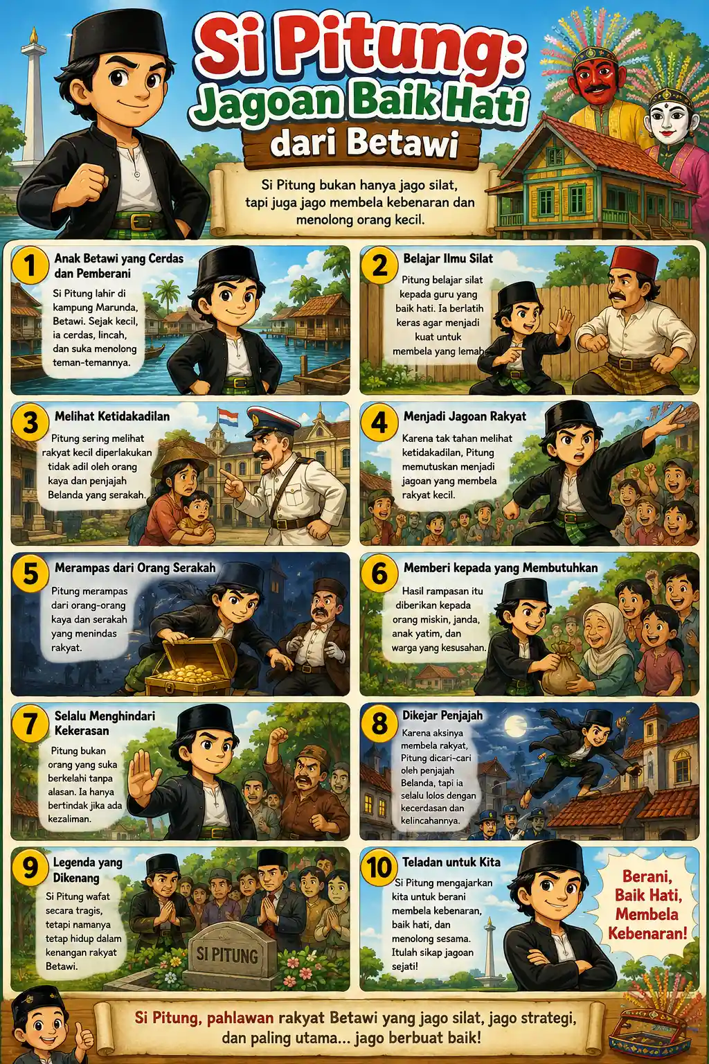 [PROMO] Poster Si Pitung Jagoan Dari Betawi Edukasi Anak Hiasan Dinding Berkualitas