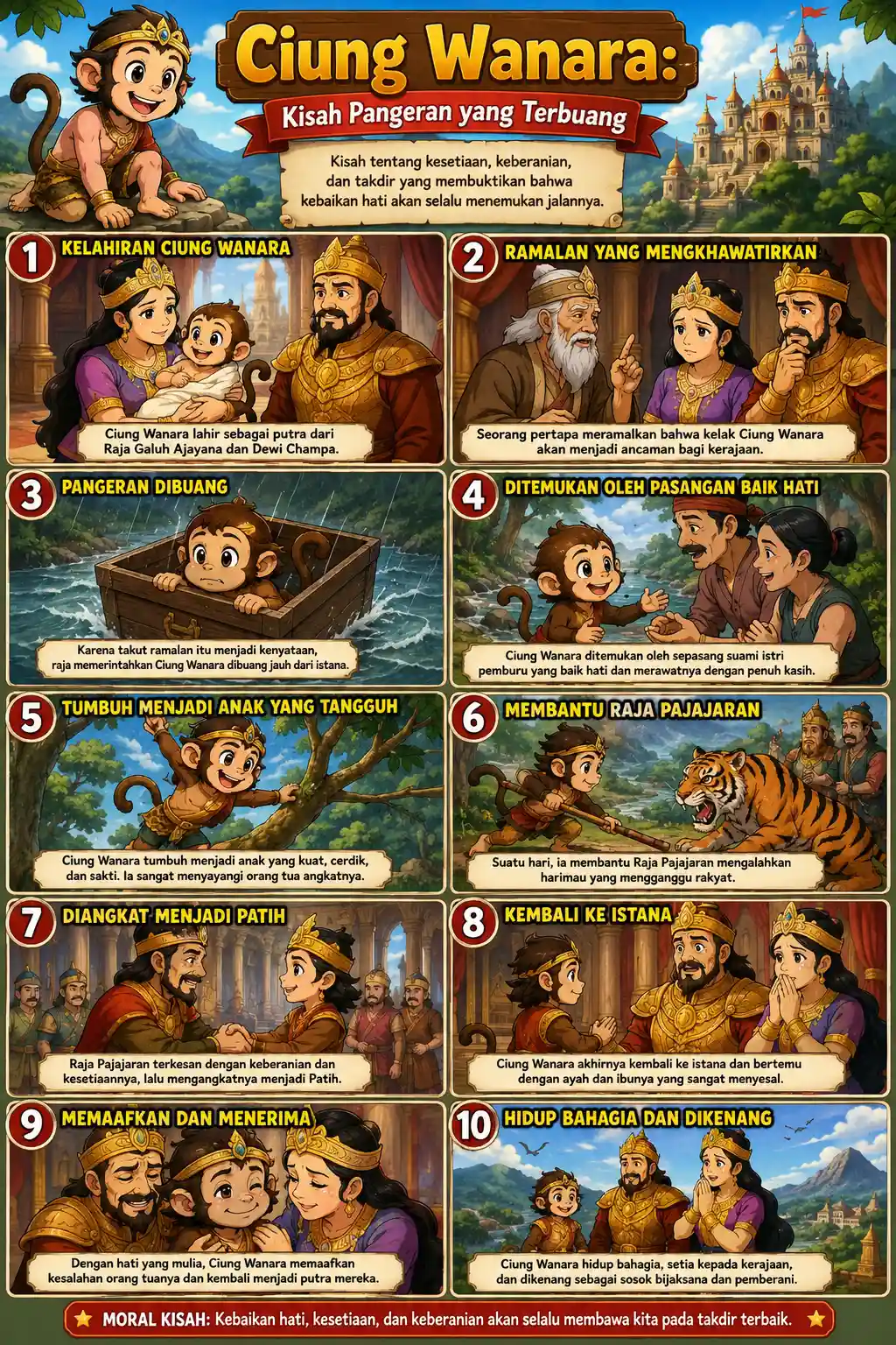 Poster Sejarah Ciung Wanara Kisah Pangeran Yang Terbuang Hiasan Dinding Edukasi Budaya Nusantara