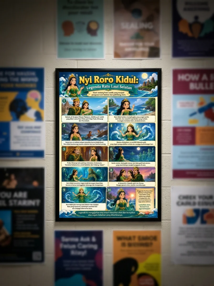 Poster Dinding Nyi Roro Kidul Lukisan Kanjeng Ratu Kidul Laut Selatan Hiasan Kamar Aesthetic Berkualitas