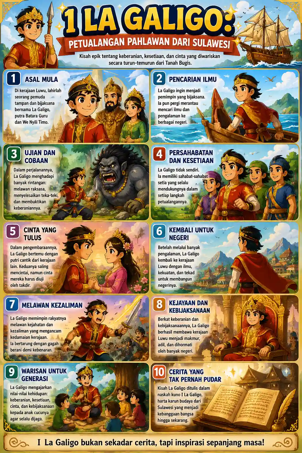 [TERMURAH] Poster I La Galigo Sejarah Sulawesi Selatan - Hiasan Dinding Budaya Indonesia