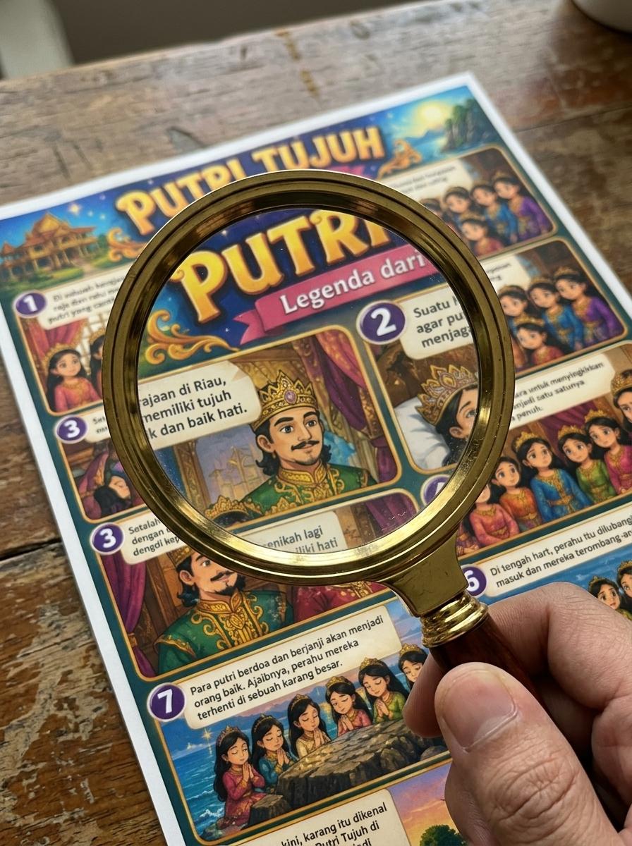 Poster Edukasi Budaya Indonesia Putri Tujuh Legenda Riau - Pajangan Dinding Sekolah & Rumah