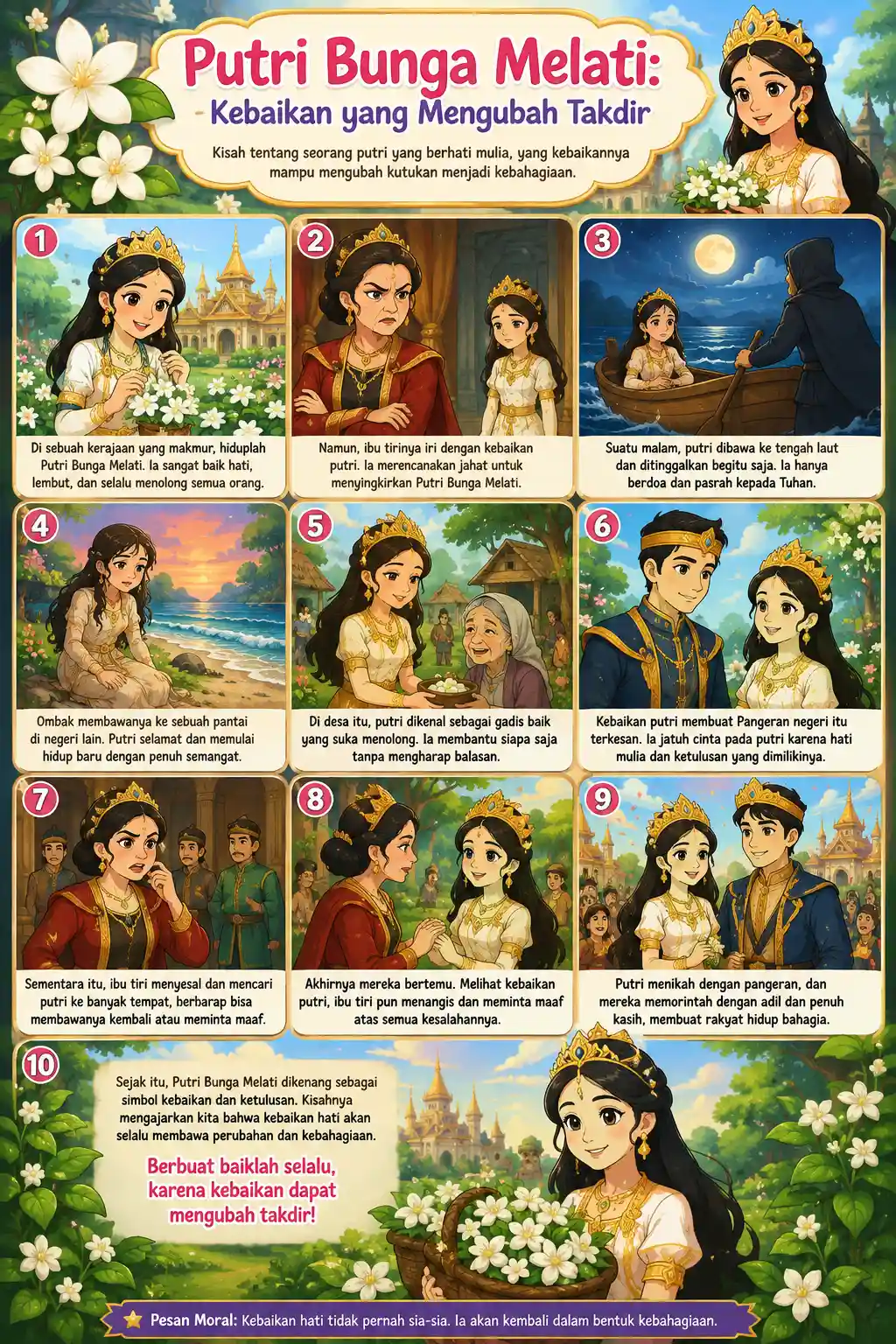 Poster Dinding Putri Bunga Melati Hiasan Kamar Anak Estetik Edukasi Murah