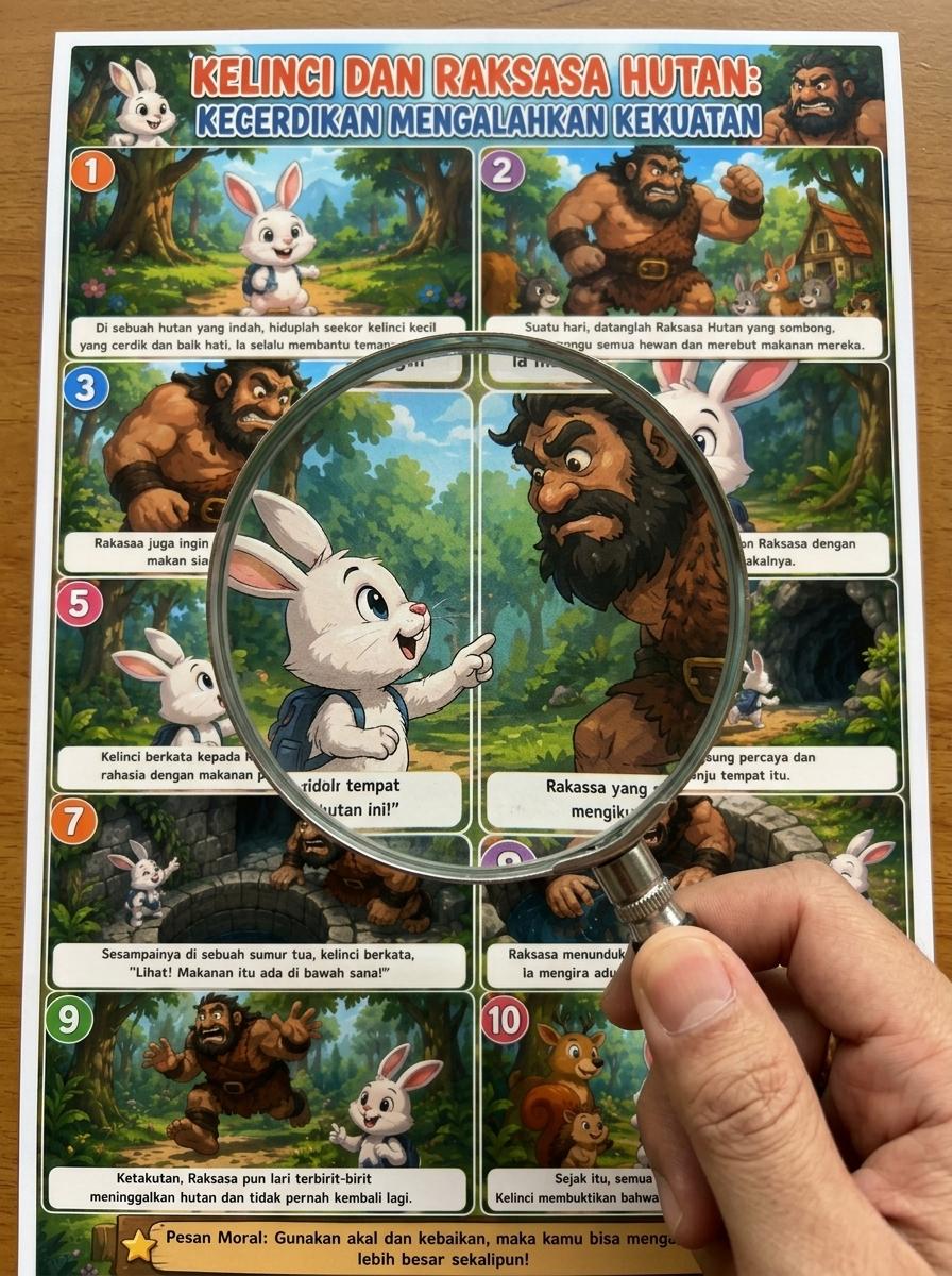 Poster Edukasi Dongeng Kelinci dan Raksasa Hutan Dekorasi Dinding Aesthetic Termurah