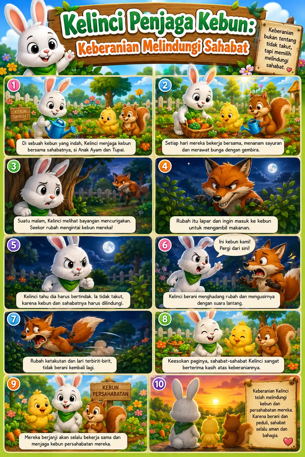 Poster Dinding Kelinci Penjaga Kebun Aesthetic Hiasan Kamar Anak Lucu Dekorasi Rumah Kualitas HD