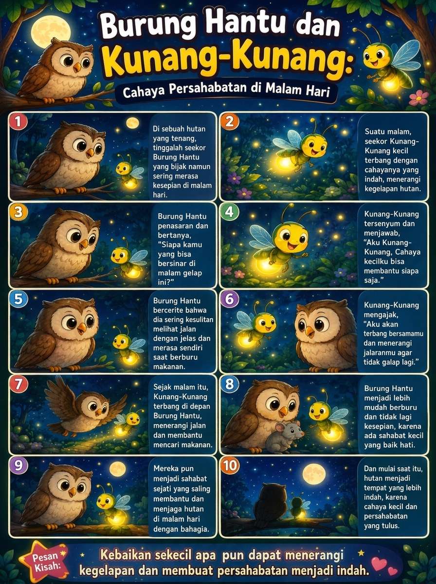 Dekorasi Dinding Poster Karakter Burung Hantu & Kunang-kunang Hiasan Kamar Murah