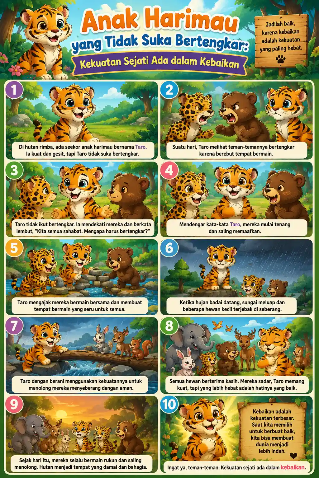 Poster Anak Harimau Media Belajar Karakter Positif & Moral - Hiasan Dinding Kamar Anak Lucu Termurah