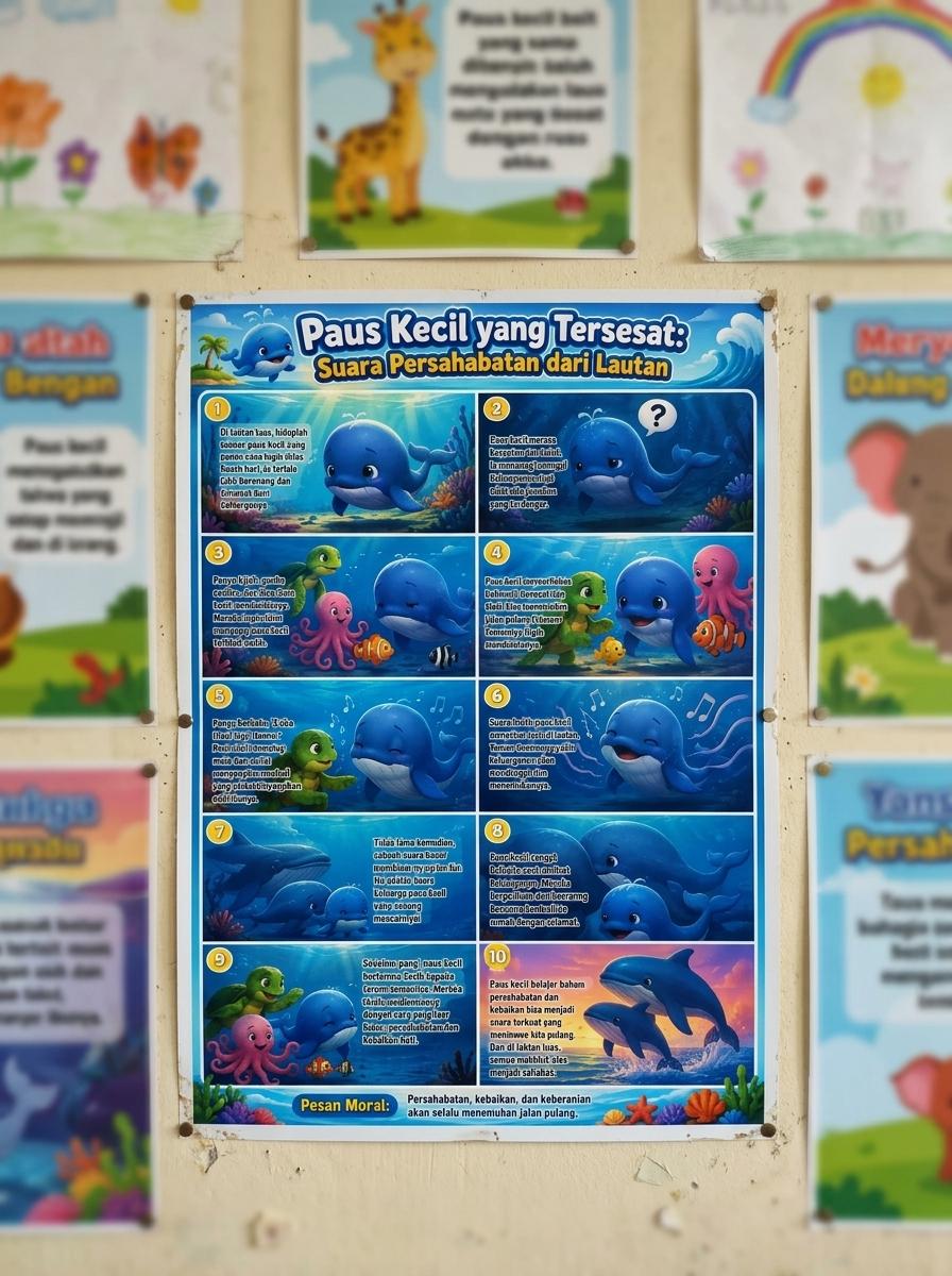 Hiasan Dinding Poster Paus Suara Persahabatan - Wall Decor Aesthetic Kamar Murah Berkualitas Tema Ocean