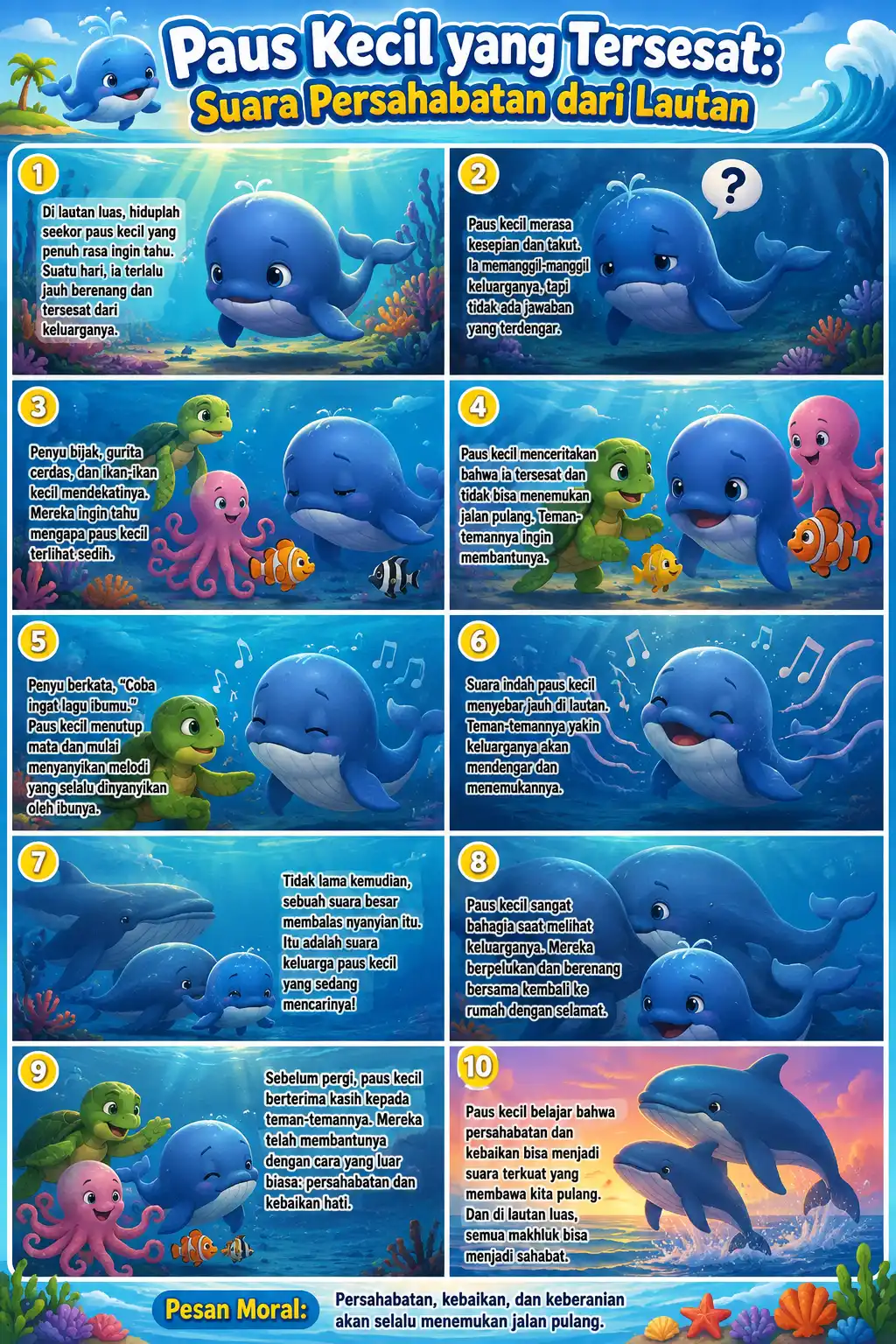 Hiasan Dinding Poster Paus Suara Persahabatan - Wall Decor Aesthetic Kamar Murah Berkualitas Tema Ocean