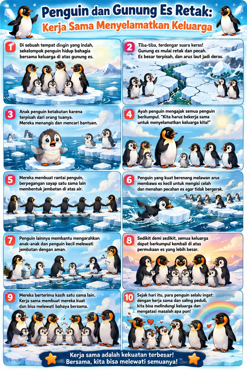 Poster Dinding Penguin Gunung Es Pajangan Edukasi Anak Dekorasi Rumah Unik Kerja Sama Termurah