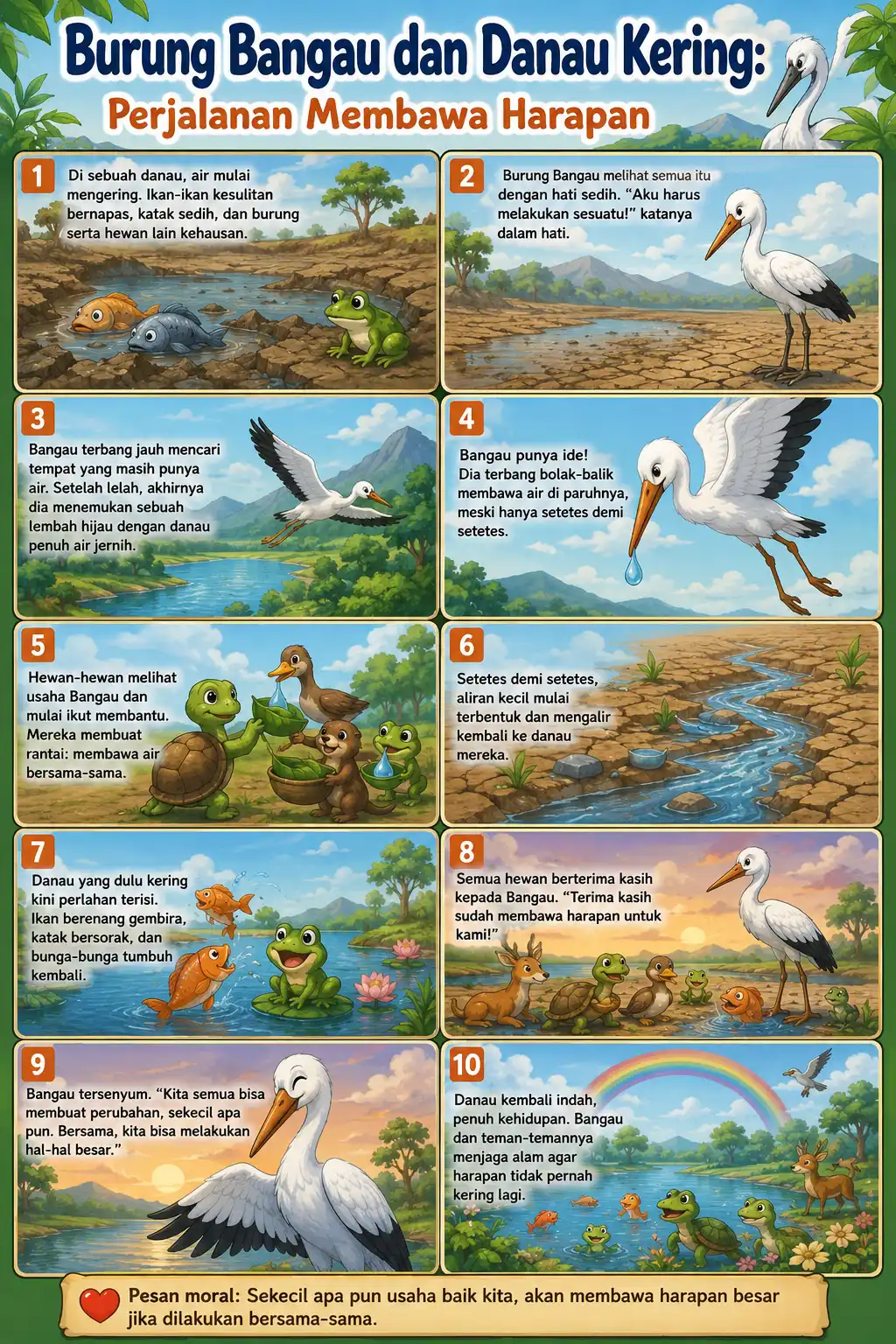 Poster Dinding Burung Bangau Danau Kering Wall Art Pajangan Kamar Tidur Lukisan Dekorasi Minimalis Modern