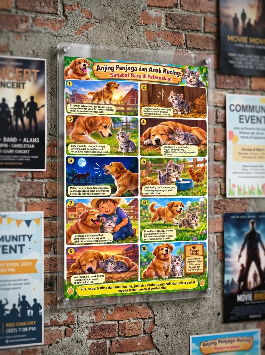 Poster Edukasi Anak Gambar Hewan Anjing Kucing Lucu Sahabat Peternakan Dekorasi Dinding Aesthetic Terbaru