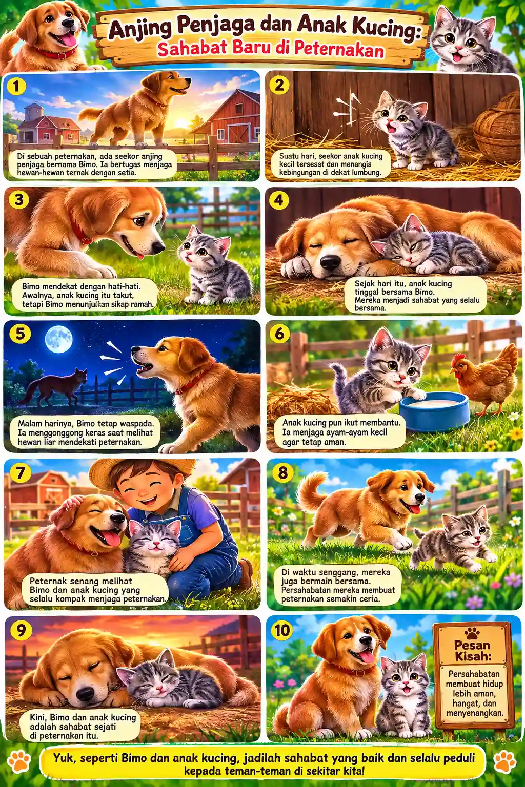 Poster Edukasi Anak Gambar Hewan Anjing Kucing Lucu Sahabat Peternakan Dekorasi Dinding Aesthetic Terbaru