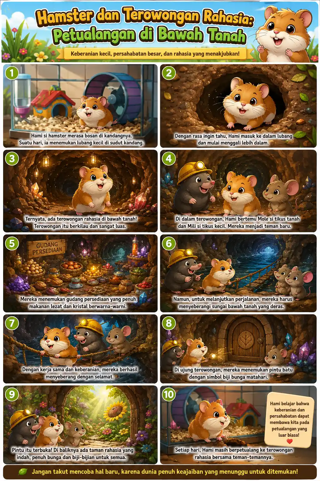 Poster Dinding Hamster Lucu Petualangan Terowongan Hiasan Kamar Anak Aesthetic Premium