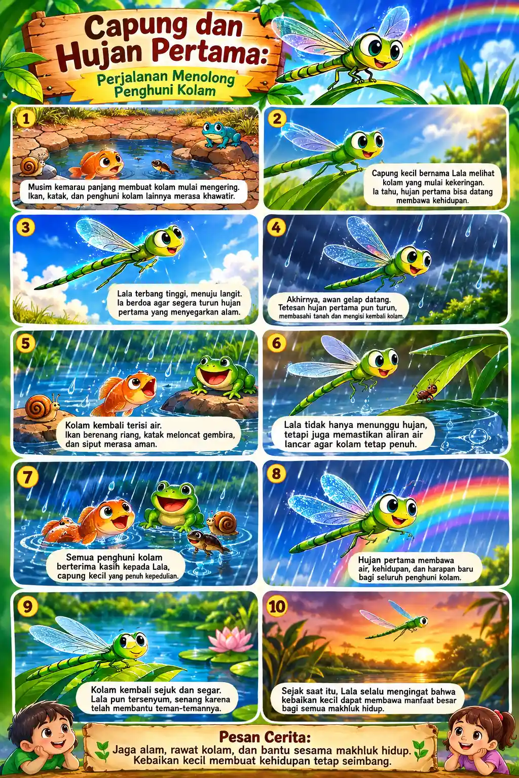 [PROMO] Poster Capung dan Hujan Pertama Perjalanan Menolong Penghuni Kolam Media Belajar Anak Murah Original