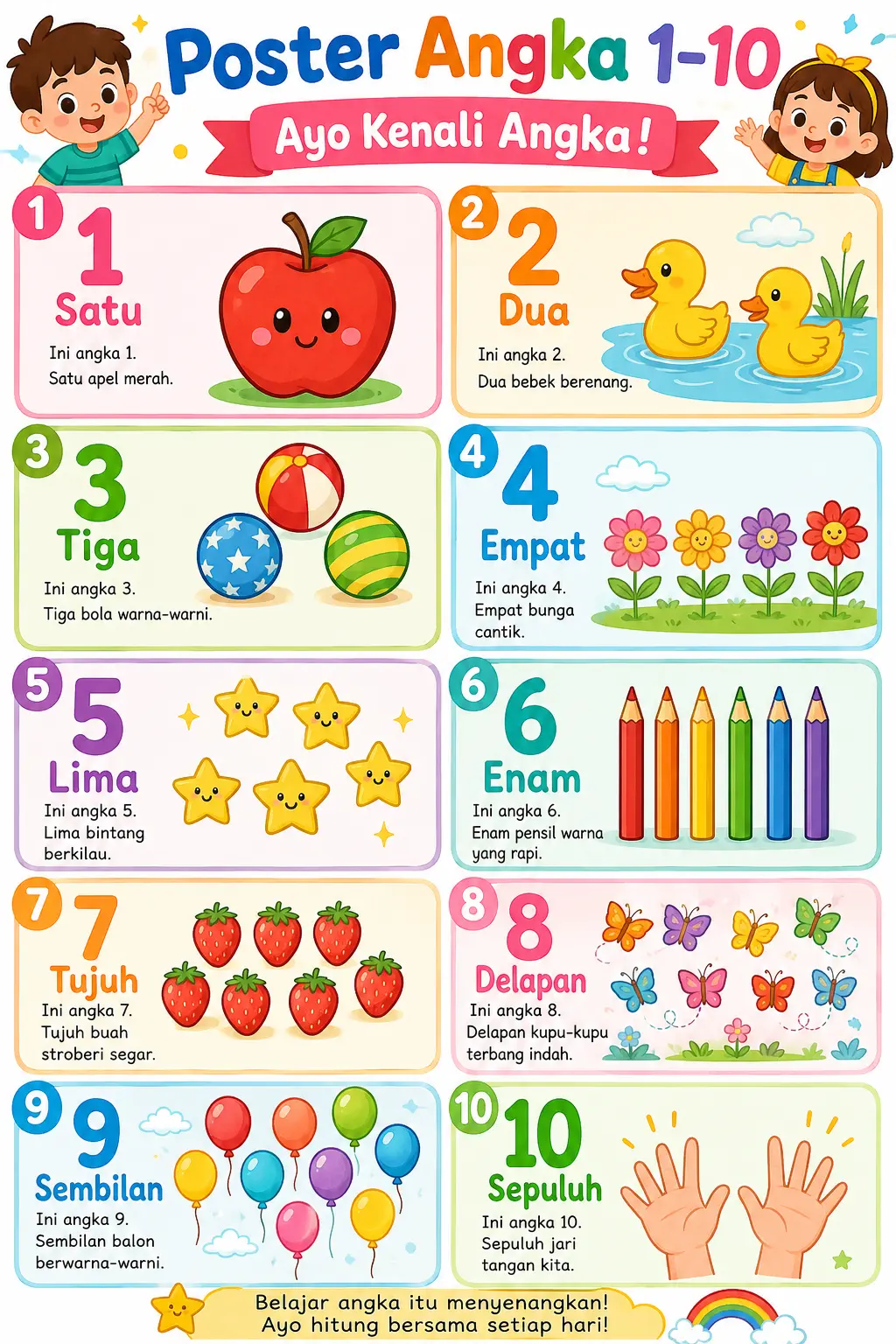 [PROMO] Poster Angka 1-10 Kenali Angka Media Belajar Anak - Poster Edukasi Berhitung Termurah Terlaris