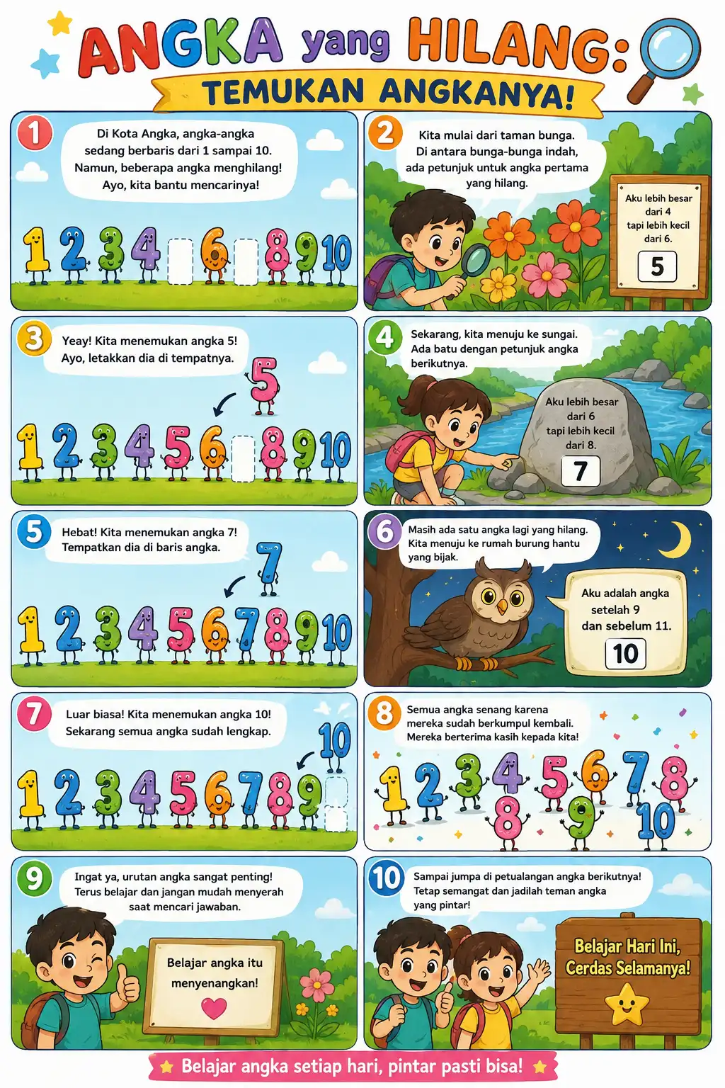Mainan Edukasi Poster Angka yang Hilang Temukan Angkanya Media Belajar Anak TK PAUD