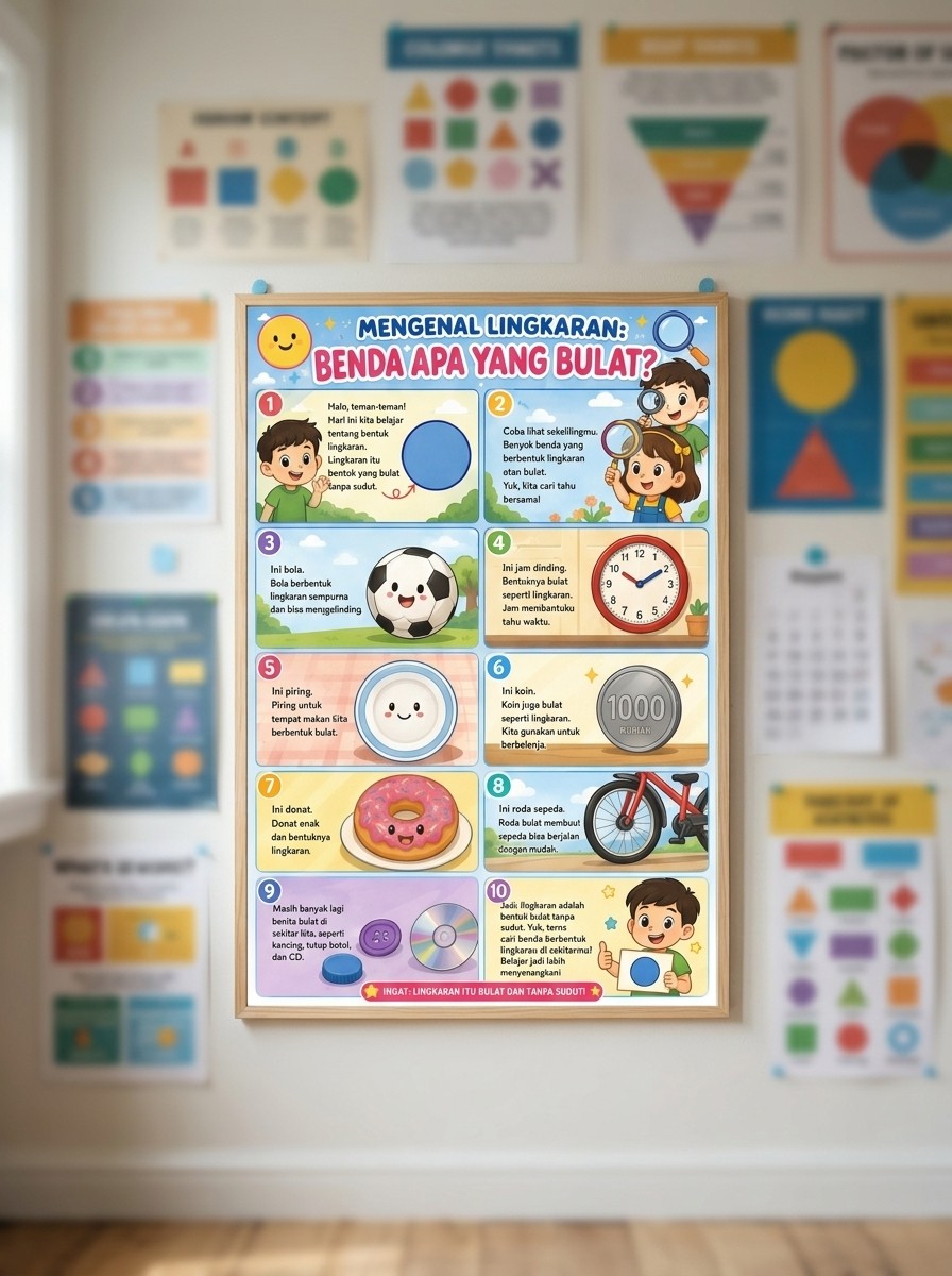 Poster Dinding Edukasi Anak Mengenal Bentuk Lingkaran - Media Belajar Anak Usia Dini Murah Berkualitas