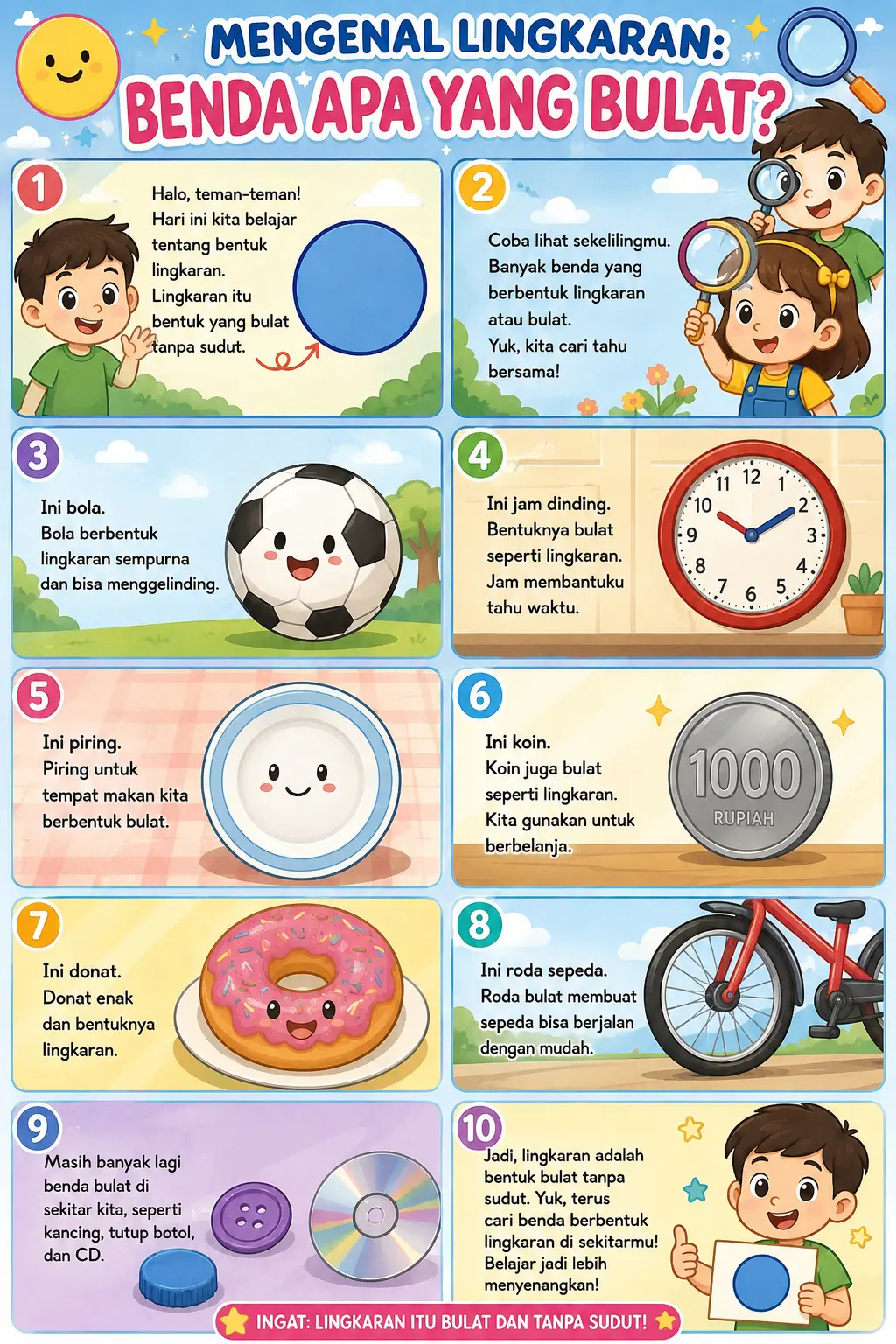 Poster Dinding Edukasi Anak Mengenal Bentuk Lingkaran - Media Belajar Anak Usia Dini Murah Berkualitas