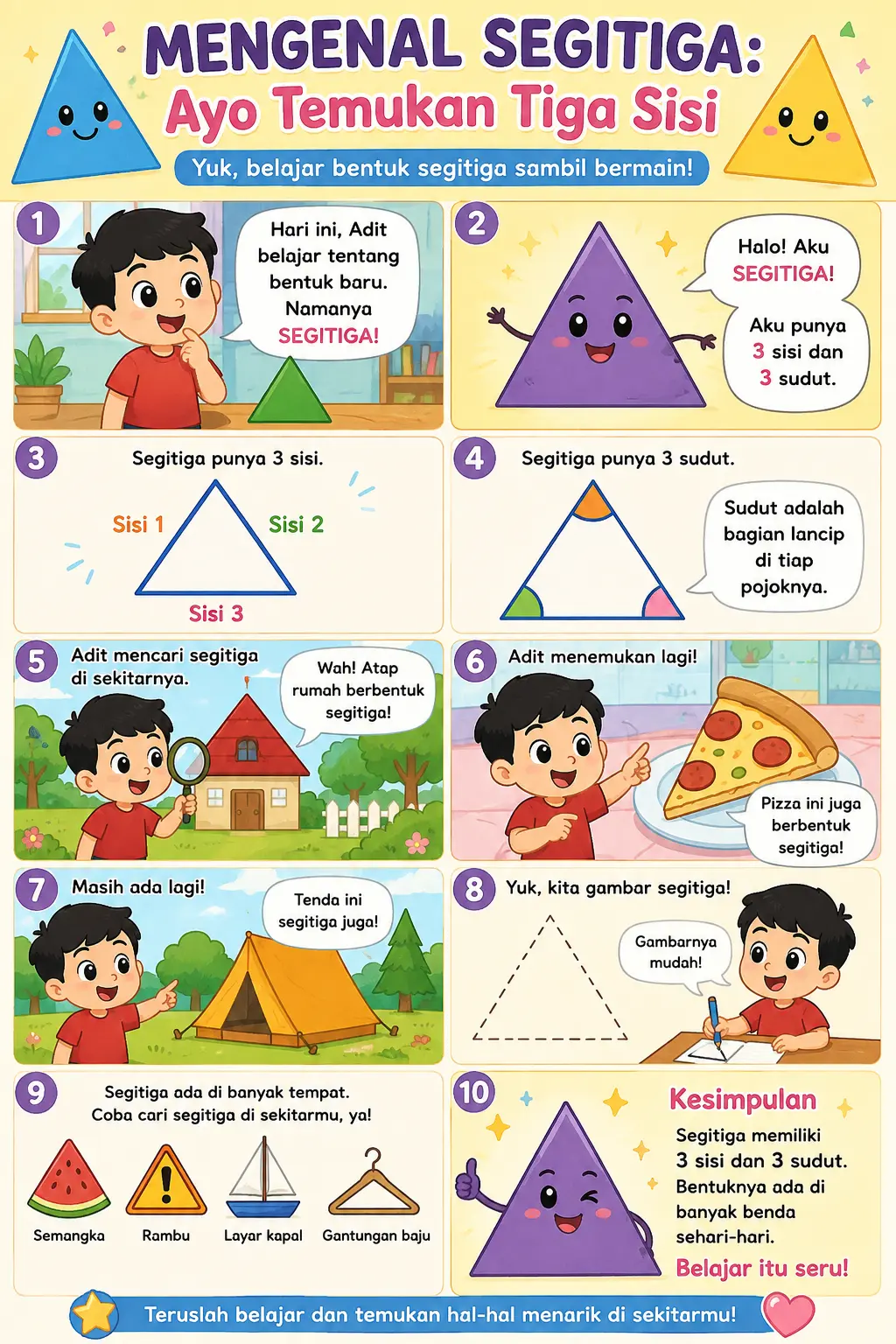 [PROMO] Poster Mengenal Segitiga Alat Bantu Belajar Matematika Dasar Anak PAUD TK SD Media Edukasi Dinding Berkualitas