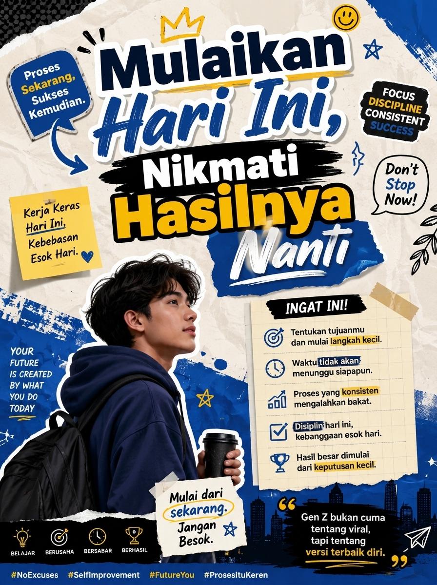 Termurah Poster Motivasi Mulaikan Hari Ini Pajangan Dinding Quotes Inspirasi Dekorasi Ruang Kerja Belajar