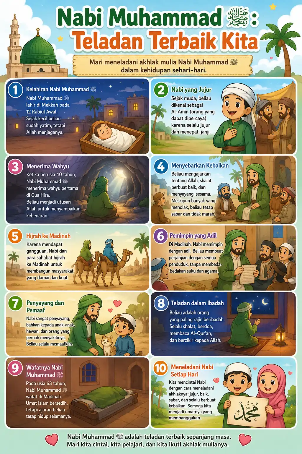 Poster Edukasi Anak Islami Nabi Muhammad Teladan Terbaik Kita Dekorasi Dinding Belajar Mengaji