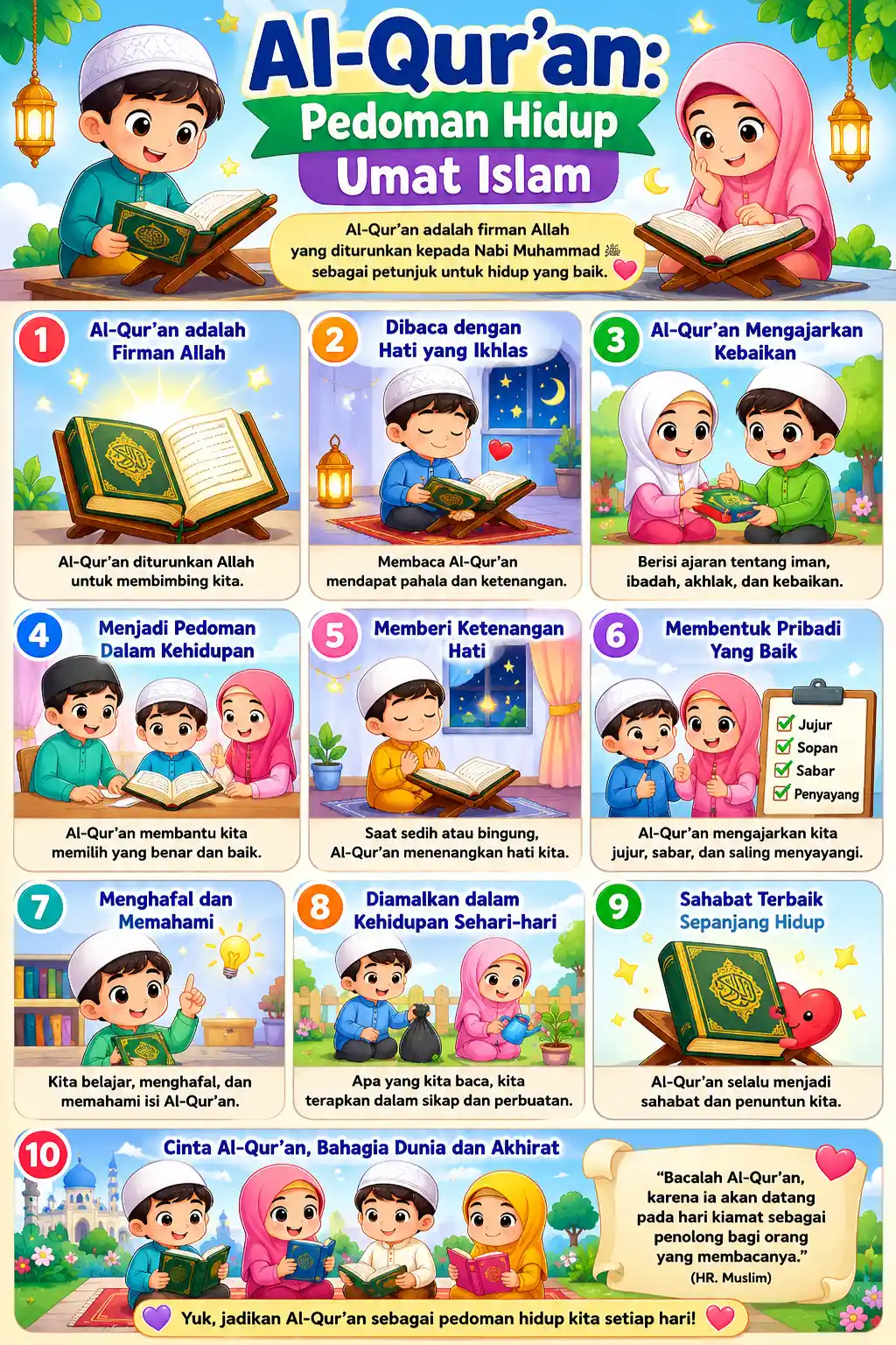 Poster Edukasi Islami Al-Quran Pedoman Hidup Dekorasi Dinding Kamar Minimalis