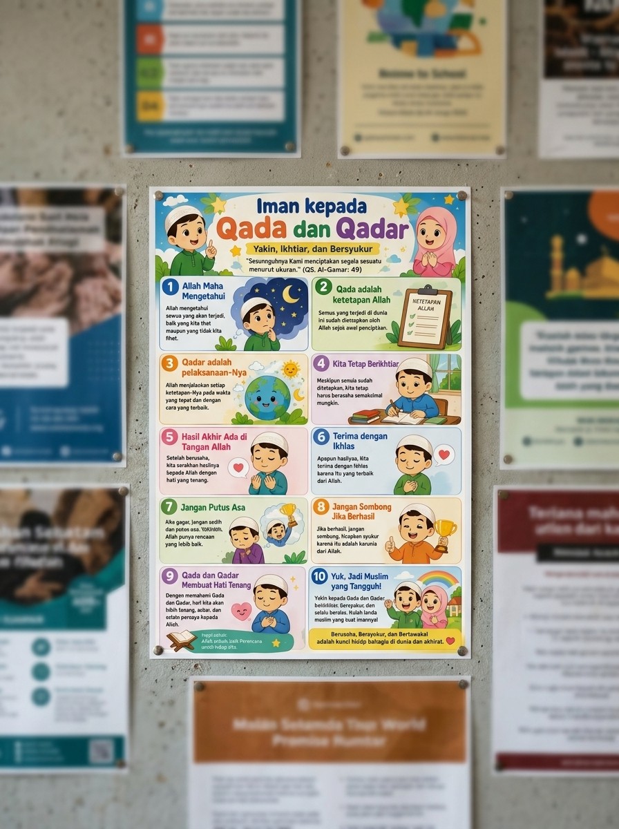 Poster Iman Kepada Qada dan Qadar Termurah Dekorasi Dinding Sekolah Madrasah