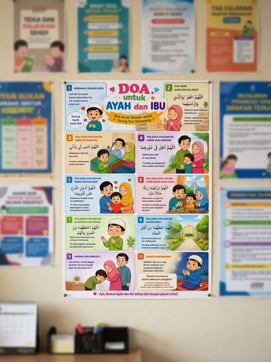 [PROMO] Poster Doa Untuk Orang Tua Ayah Ibu Pajangan Dinding Islami Minimalis Hadiah Kado COD