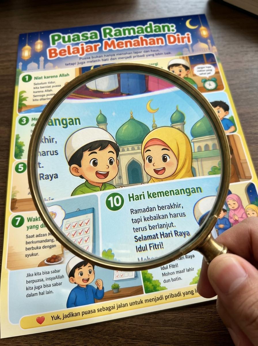 Poster Ramadan Belajar Puasa Anak - Panduan Menahan Diri Edukasi Muslim - Alat Peraga Ibadah Anak Terbaru