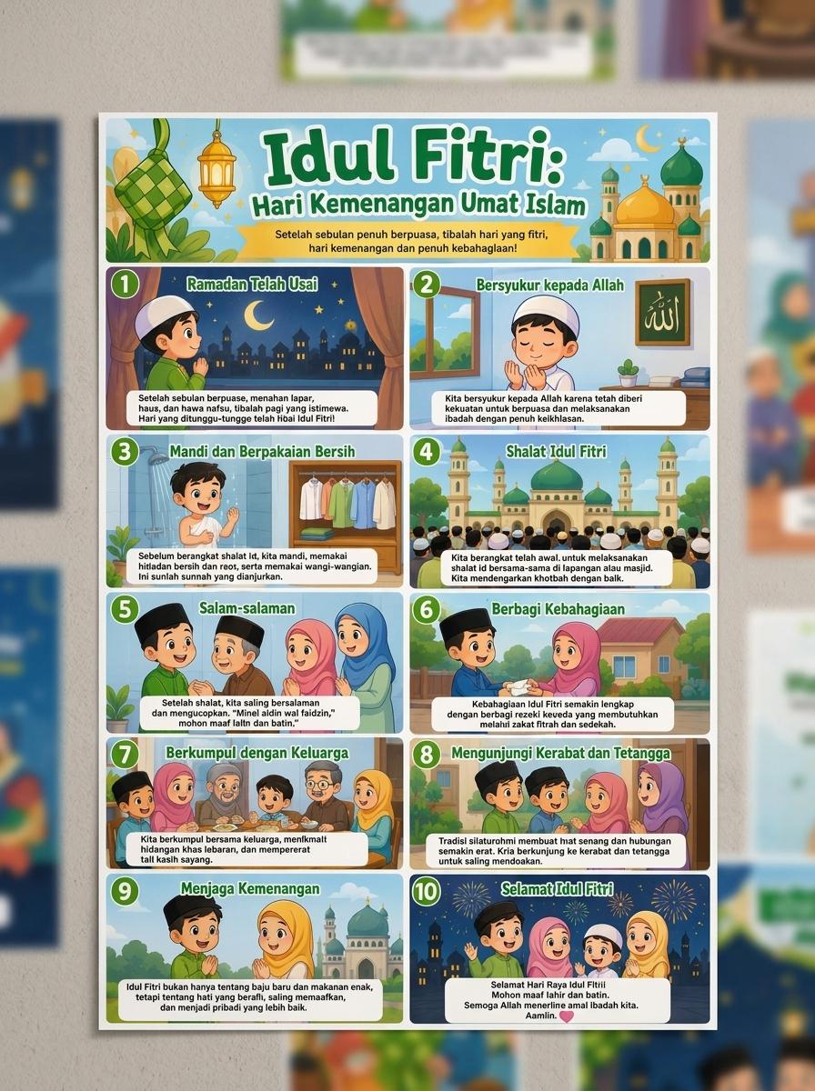 Dekorasi Lebaran Poster Idul Fitri Hari Kemenangan Wall Decor Minimalis Premium
