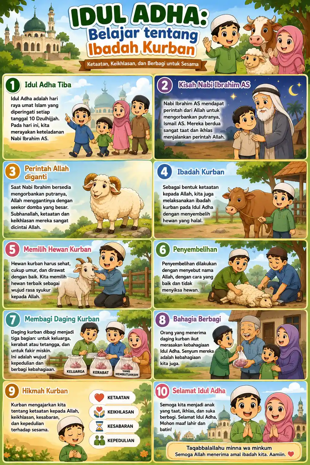 Media Belajar Anak Poster Idul Adha Mengenal Hewan Kurban Dekorasi Sekolah TK PAUD