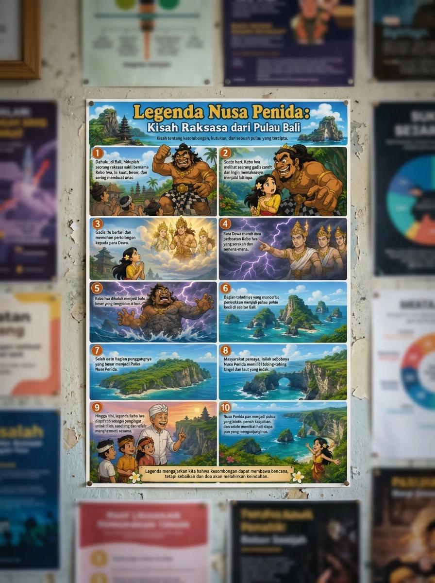 POSTER Legenda Nusa Penida Bali - Hiasan Dinding Aesthetic Kisah Raksasa - Pajangan Dekorasi Kamar Premium