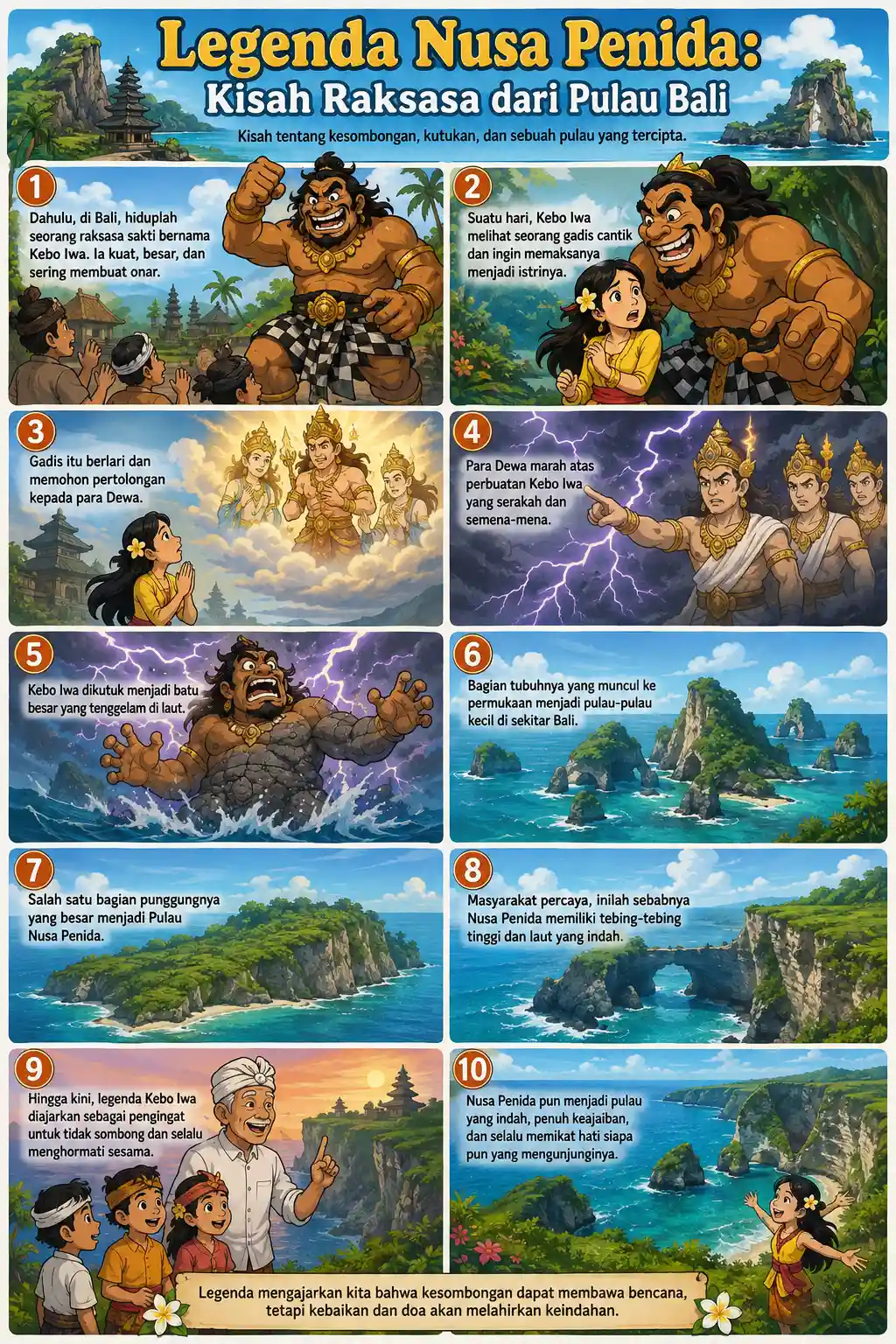 POSTER Legenda Nusa Penida Bali - Hiasan Dinding Aesthetic Kisah Raksasa - Pajangan Dekorasi Kamar Premium
