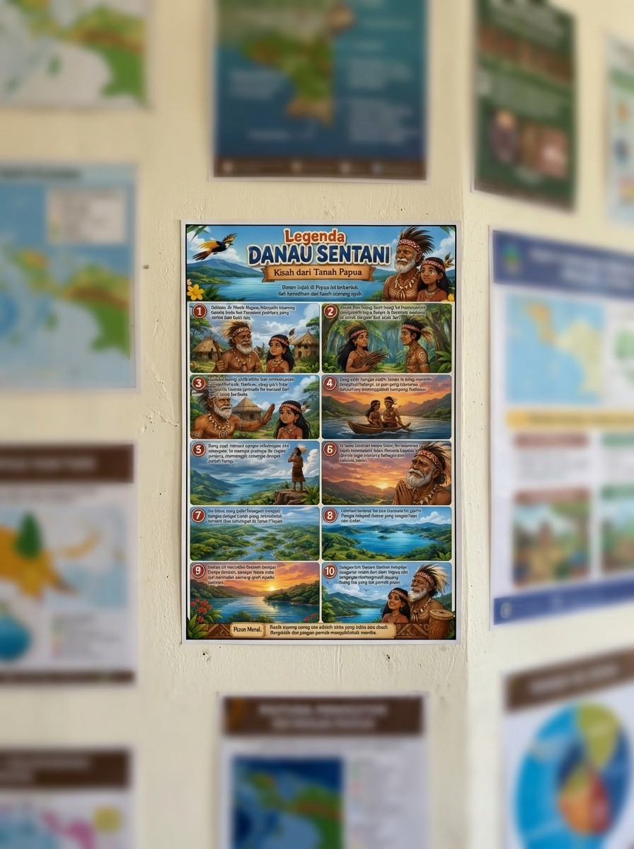 Poster Hiasan Dinding Legenda Danau Sentani Papua Dekorasi Rumah Estetik