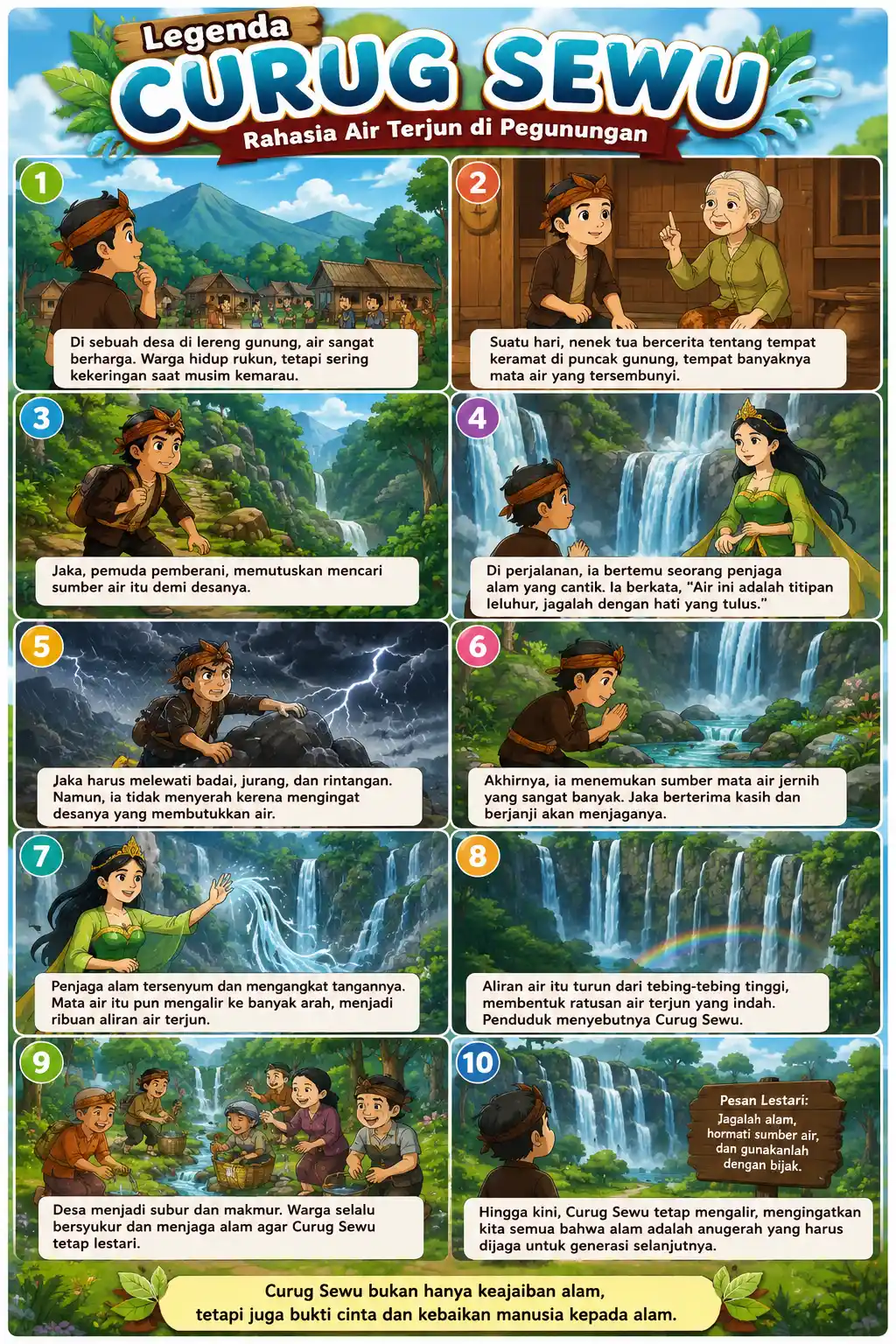 Poster Dinding Aesthetic Legenda Curug Sewu Hiasan Dinding Air Terjun Unik Ukuran A3 A4