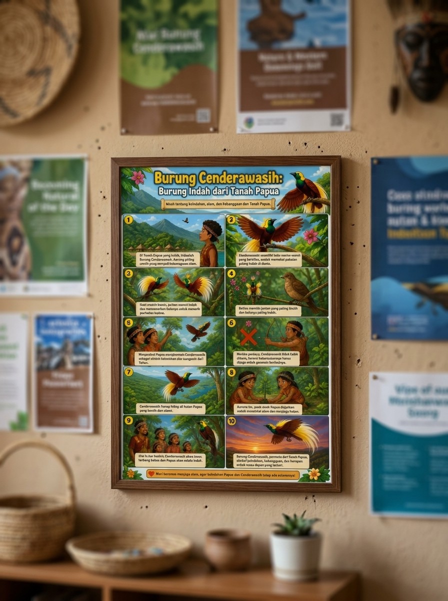 [TERMURAH] Poster Burung Cenderawasih Khas Papua Pajangan Dekor Kamar A4