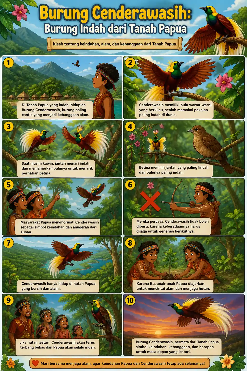 [TERMURAH] Poster Burung Cenderawasih Khas Papua Pajangan Dekor Kamar A4