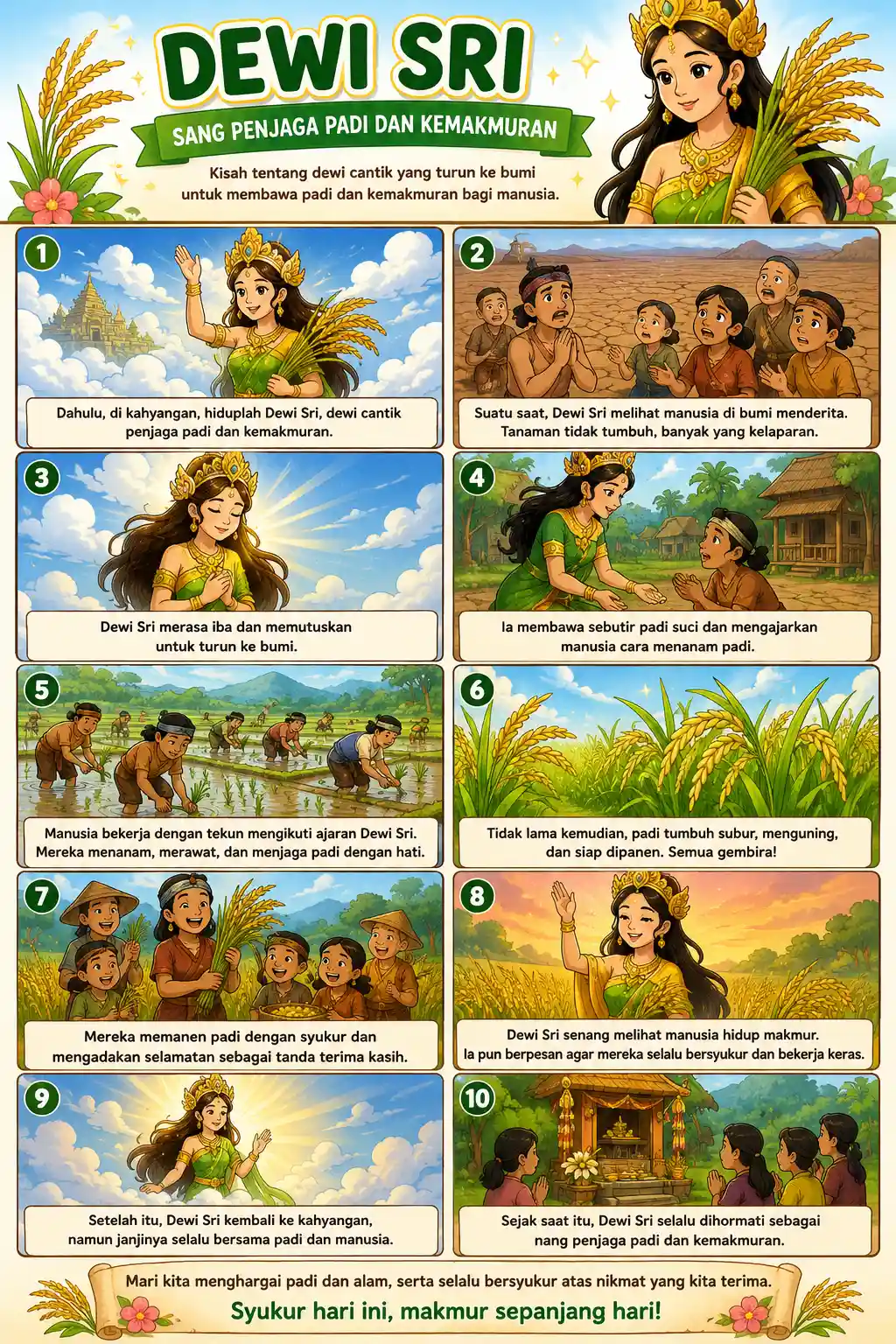 Poster Lukisan Dewi Sri A3 Pajangan Dinding Dekorasi Rumah Simbol Kemakmuran Termurah