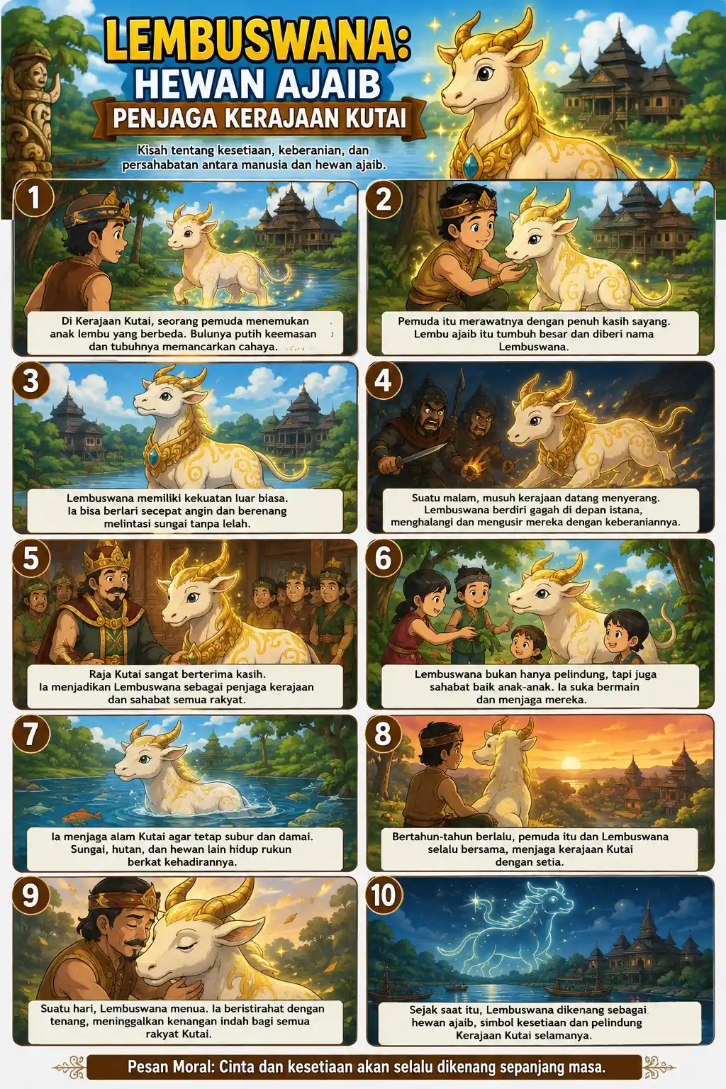 Poster Mitologi Lembuswana Penjaga Kutai - Dekorasi Dinding Kamar Budaya Indonesia - Kado Unik Khas Kalimantan