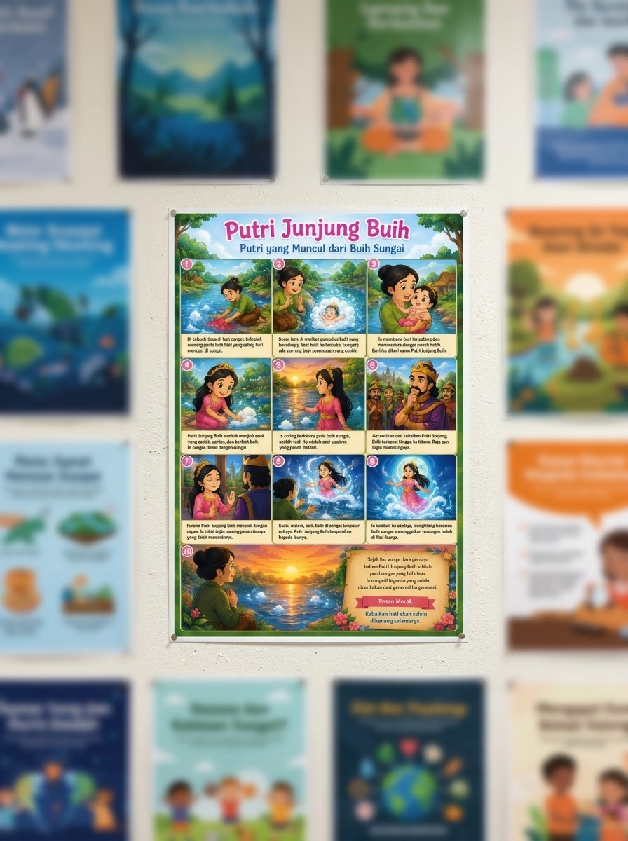 Hiasan Dinding Poster Putri Junjung Buih Mitologi Kalimantan Estetik Ukuran A3 A4 Pajangan Rumah Berkualitas