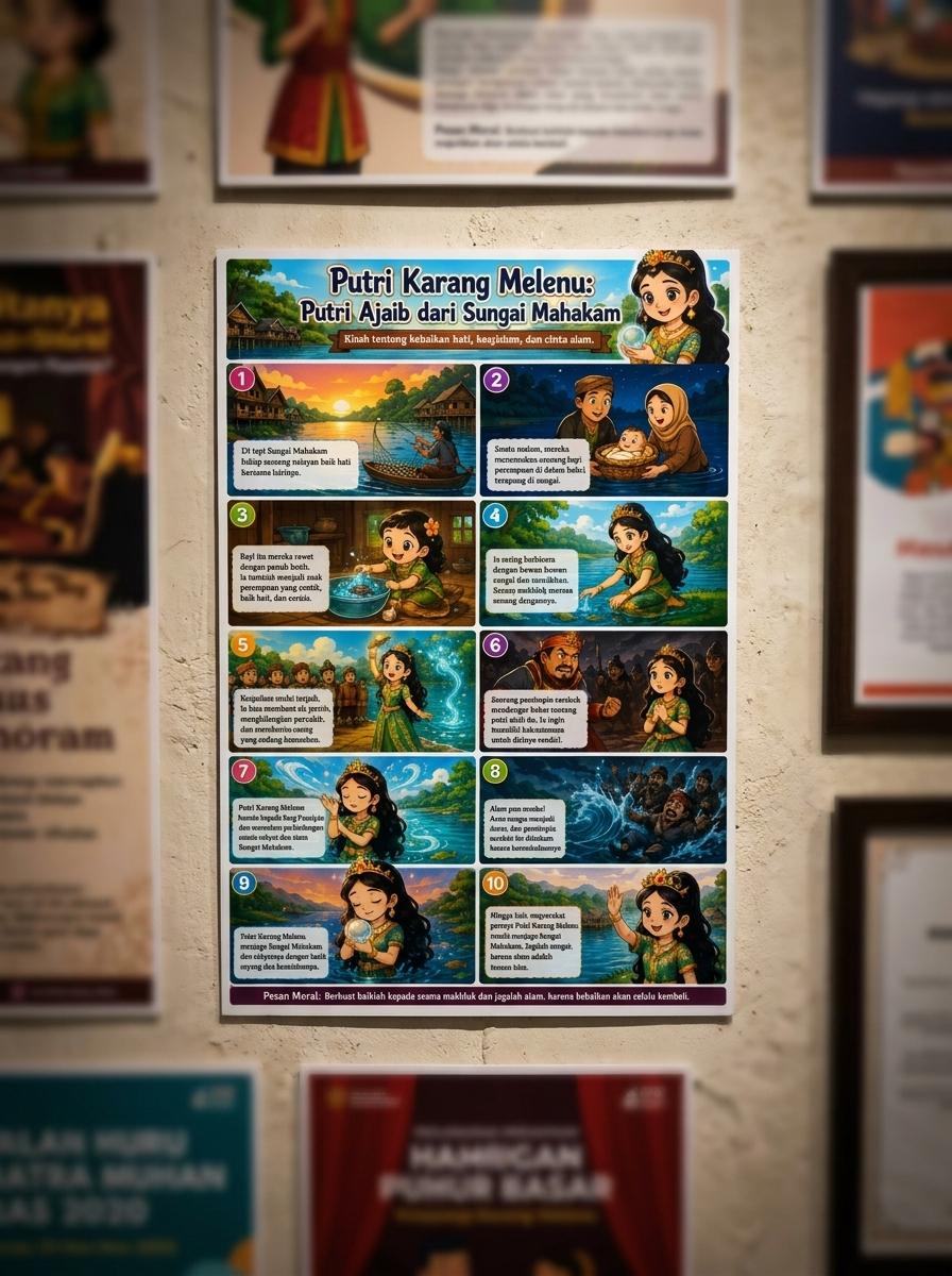 [PROMO] Poster Edukasi Anak Putri Karang Melenu Cerita Rakyat Mahakam Pajangan Dinding Murah