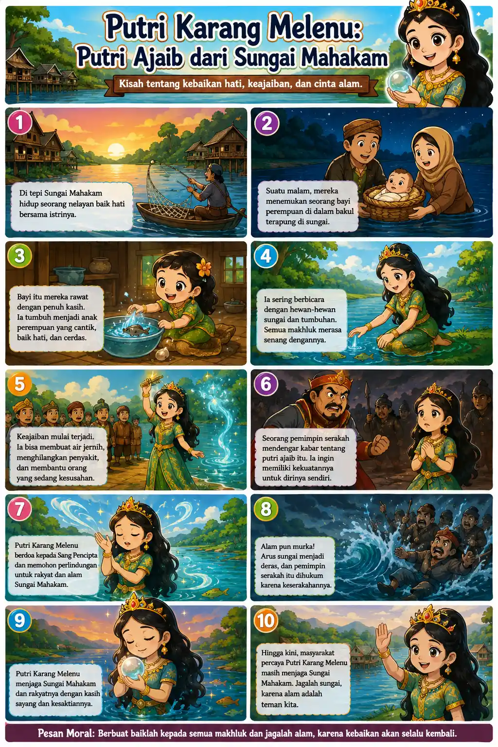 [PROMO] Poster Edukasi Anak Putri Karang Melenu Cerita Rakyat Mahakam Pajangan Dinding Murah