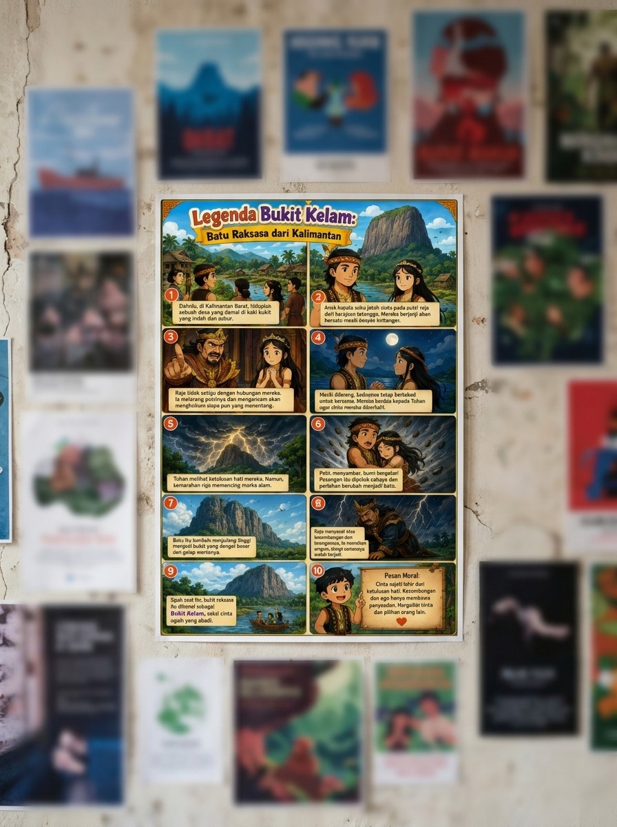 Hiasan Dinding Poster Legenda Bukit Kelam Kalimantan Pajangan Aesthetic Kamar Ukuran A3 A4