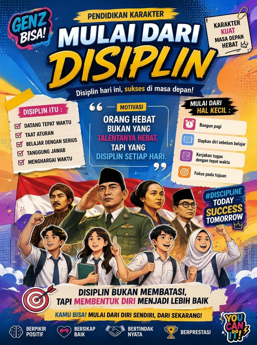Poster Hiasan Dinding Motivasi Mulai dari Disiplin Wall Decor Aesthetic Dekorasi Kamar Kantor - Termurah