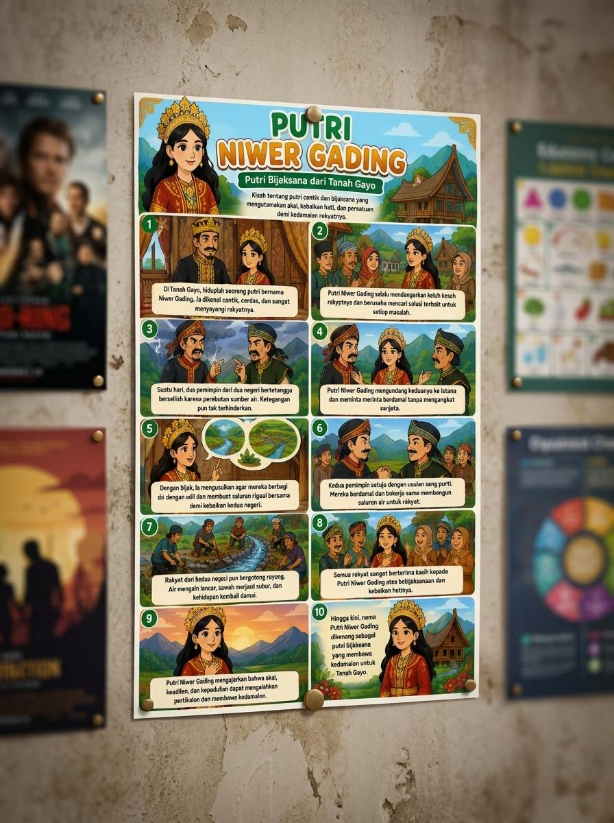 Poster Hiasan Dinding Putri Niwer Gading Tanah Gayo Pajangan Kamar Aesthetic - Ukuran A3 A4