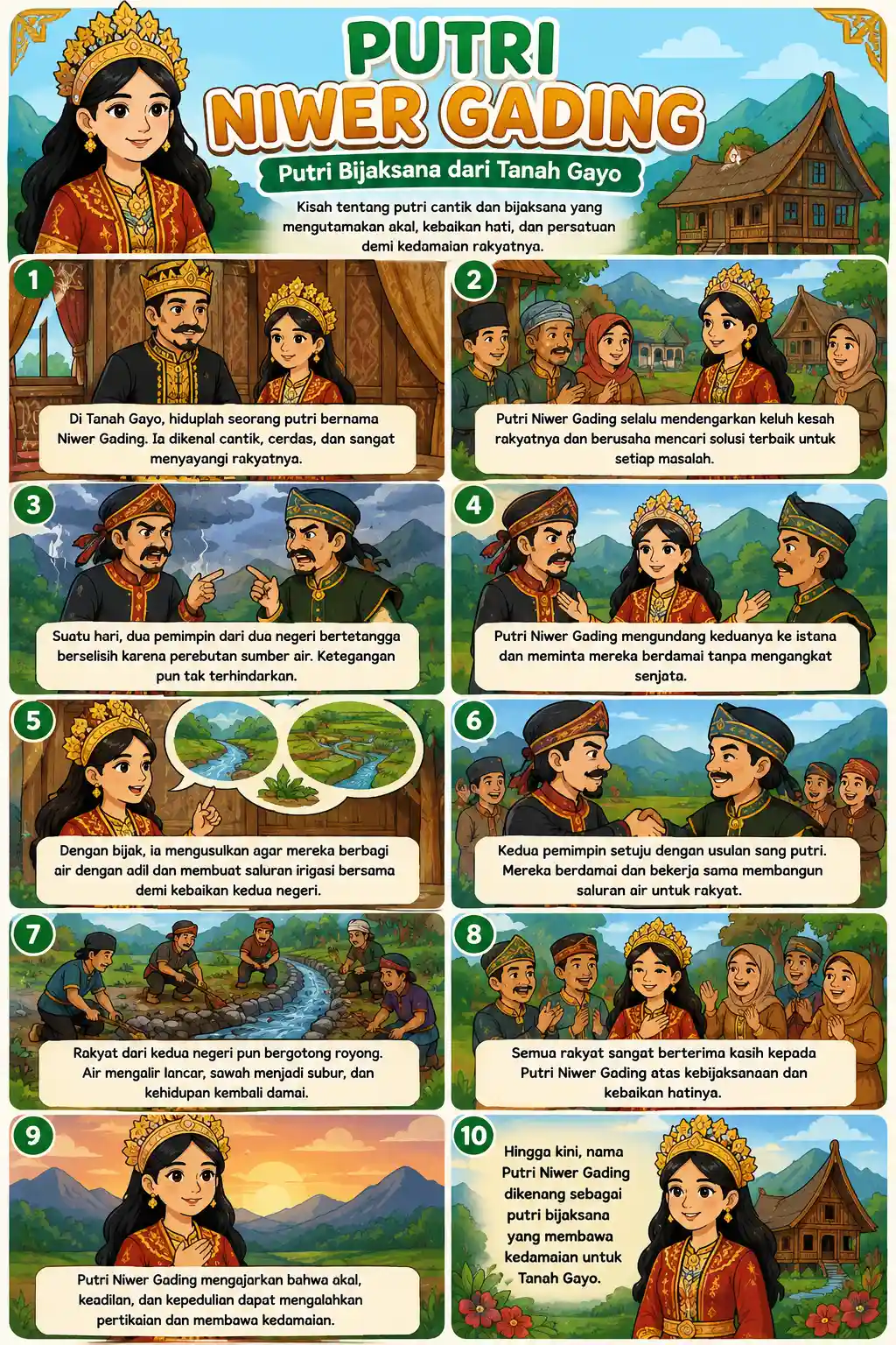 Poster Hiasan Dinding Putri Niwer Gading Tanah Gayo Pajangan Kamar Aesthetic - Ukuran A3 A4